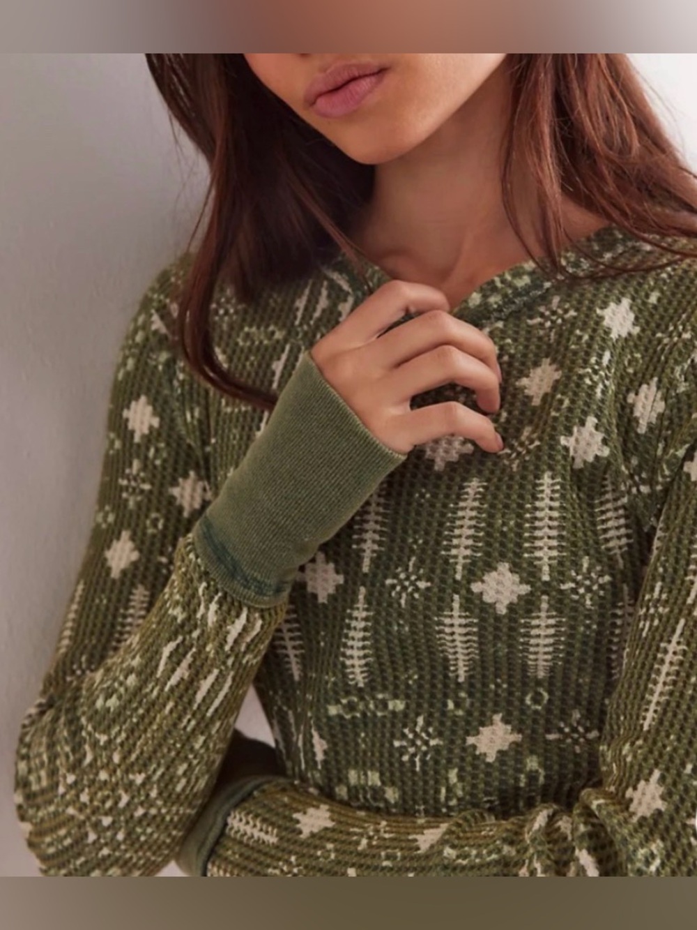 NWT - Free People We The Free Pretty Little Thermal - Pine Combo - XS
